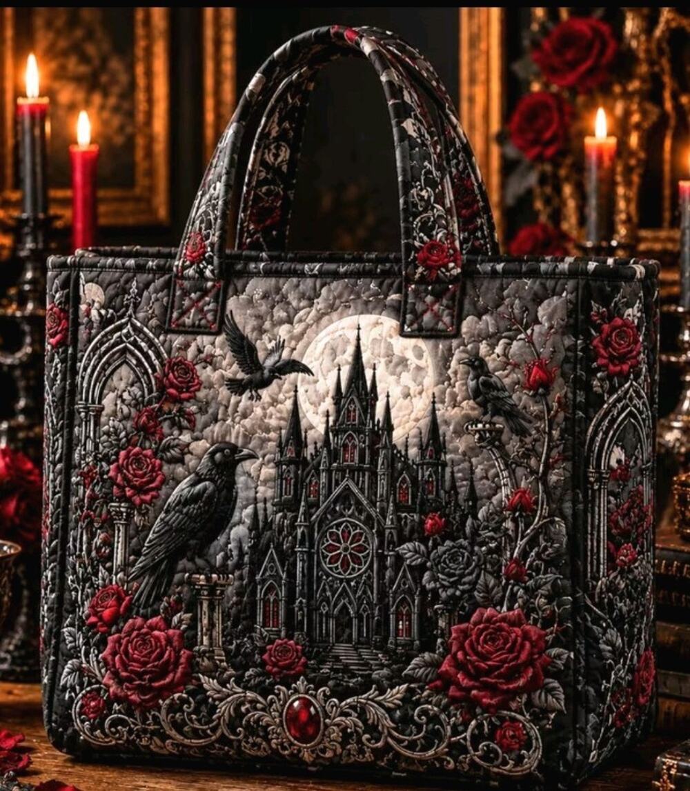 Fall Quilted Haunted/Enchanted Chapel Tote Bag 14" x 15"